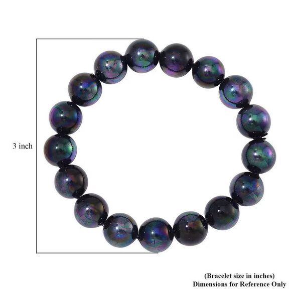 Peacock Color Shell Pearl 12mm Stretch Bracelet New - Picture 4 of 4